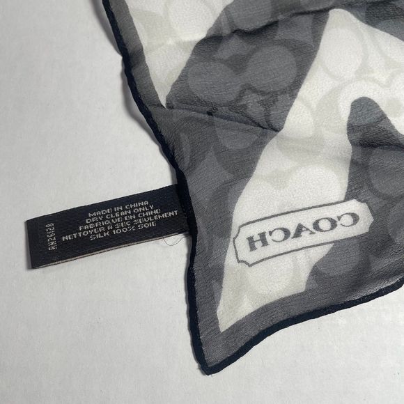 NWOT Coach signature black/white 100% silk zebra print scarf PRICE FIRM - Picture 7 of 10